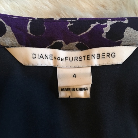 DVF-Silk Bat Wing Purple Leopard  Print Dress - Picture 6 of 8